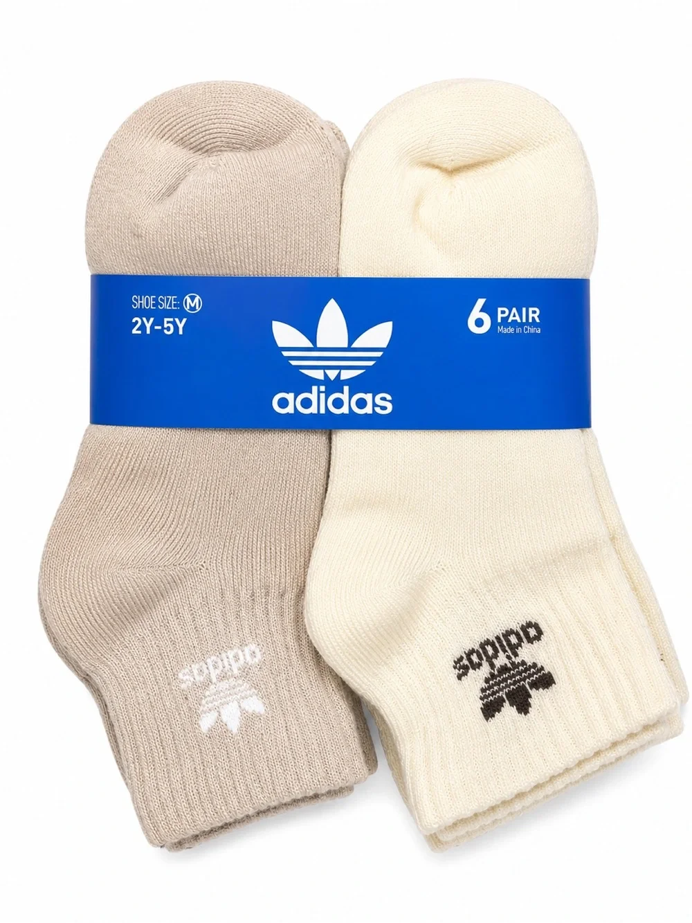 adidas Kids 6-Pack Low-Cut Socks in Beige and Cream